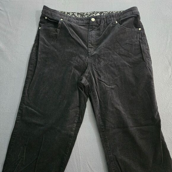 Erika Women 14 Black Straight Leg Corduroy Jeans Stretch - Picture 3 of 14